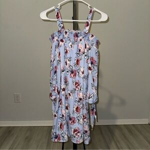 As U Wish Floral and Stripped Off The Shoulder Dress with 3/4 sleeves Size Small